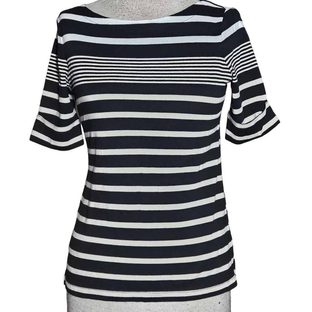 Stripped Cotton Blend Tee Size Small Petite